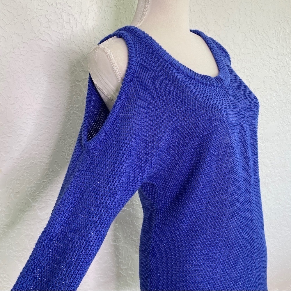 NICOLE MILLER Royal Blue Cold Shoulder Sweater Tunic Size XS